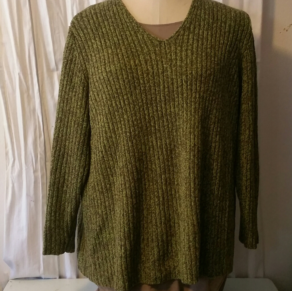 Green/Brown cable knit sweater 26/28